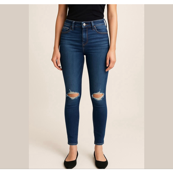 express skyscraper high waisted skinny distressed jeans Sz 8S - Picture 1 of 13